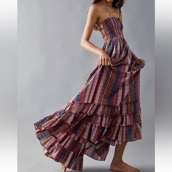 Free People Dresses & Skirts - Free People Extra Tropical Plaid Maxi Dress-XS